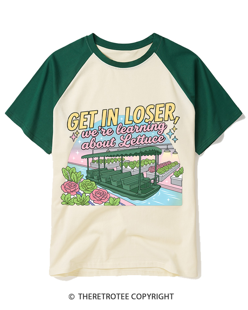 TheRetroTee Get In Loser 2000s Raglan Baseball T-Shirt
