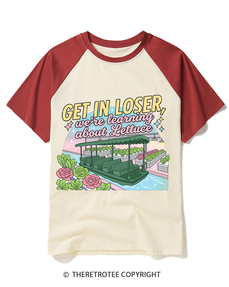 TheRetroTee Get In Loser 2000s Raglan Baseball T-Shirt