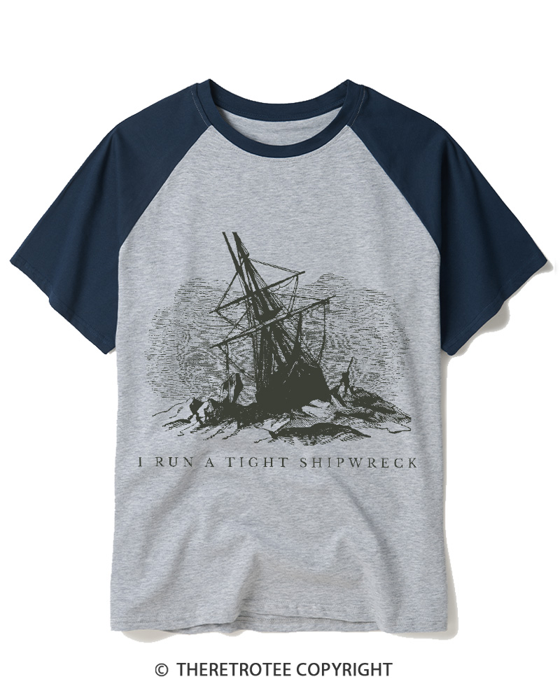 TheRetroTee Run A Tight Ship Vintage Raglan Baseball T-Shirt