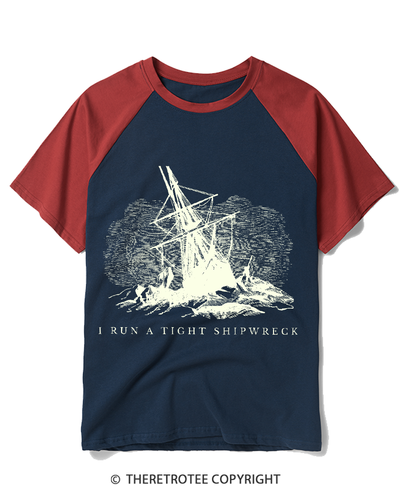 TheRetroTee Run A Tight Ship Vintage Raglan Baseball T-Shirt