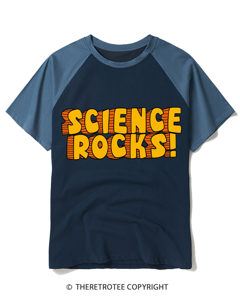 TheRetroTee Science Rocks 1980s Raglan Baseball T-Shirt