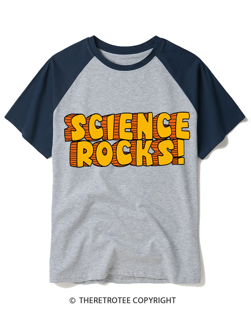 TheRetroTee Science Rocks 1980s Raglan Baseball T-Shirt