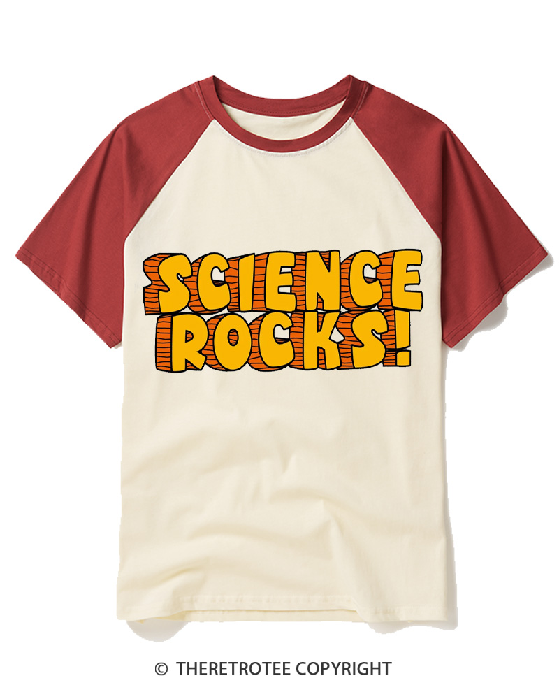 TheRetroTee Science Rocks 1980s Raglan Baseball T-Shirt