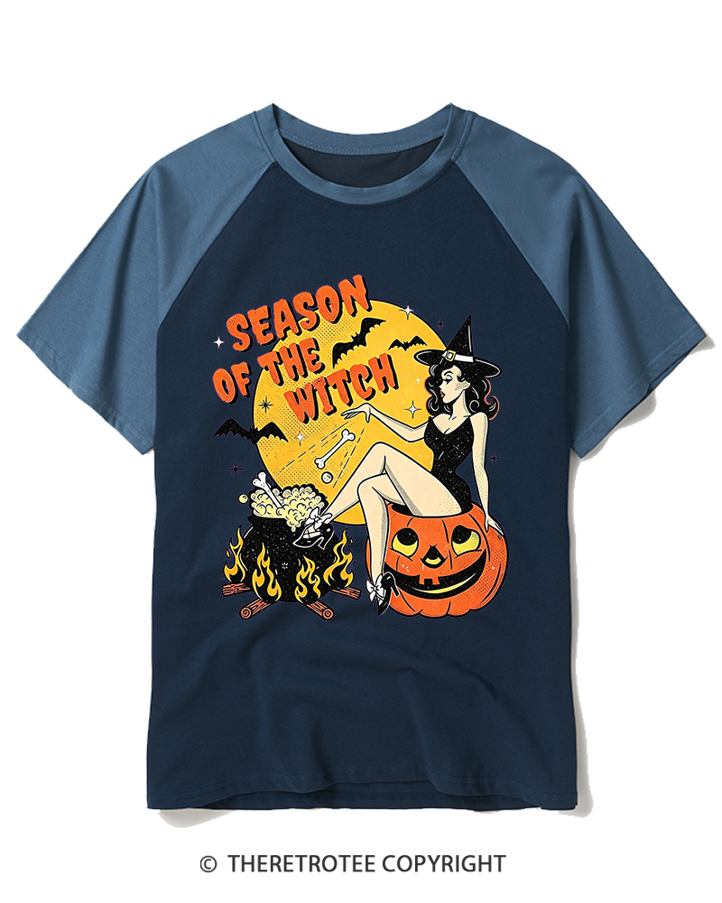 TheRetroTee Season of the Witch 1950s Raglan Baseball T-Shirt