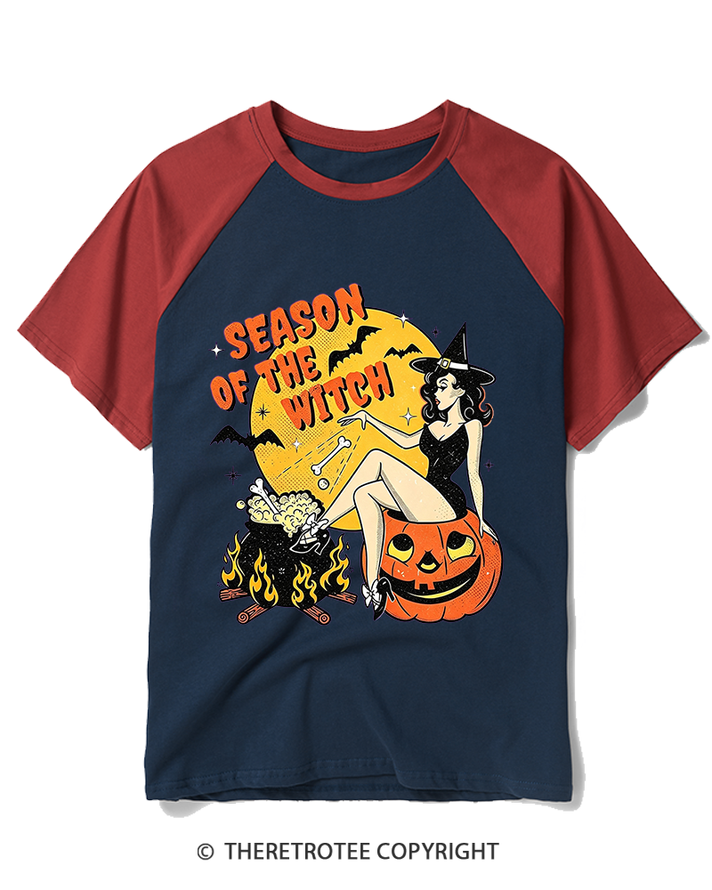 TheRetroTee Season of the Witch 1950s Raglan Baseball T-Shirt