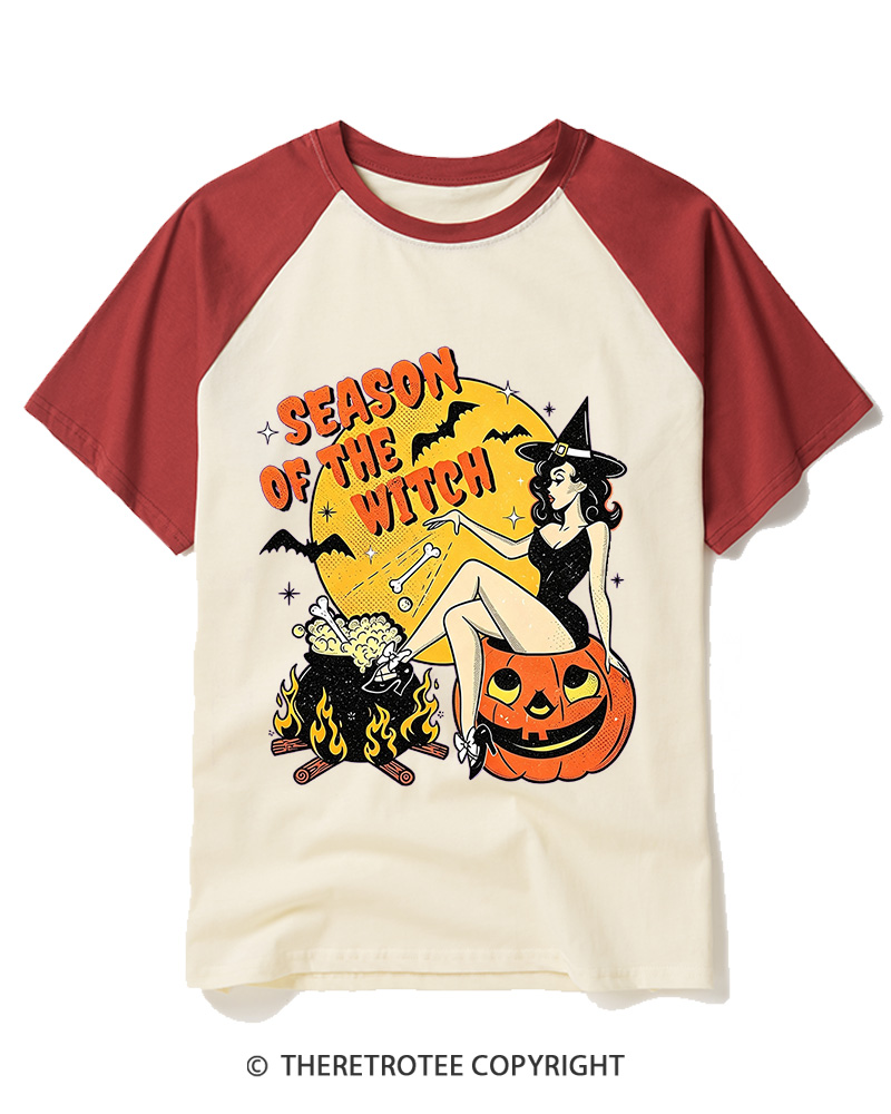 TheRetroTee Season of the Witch 1950s Raglan Baseball T-Shirt