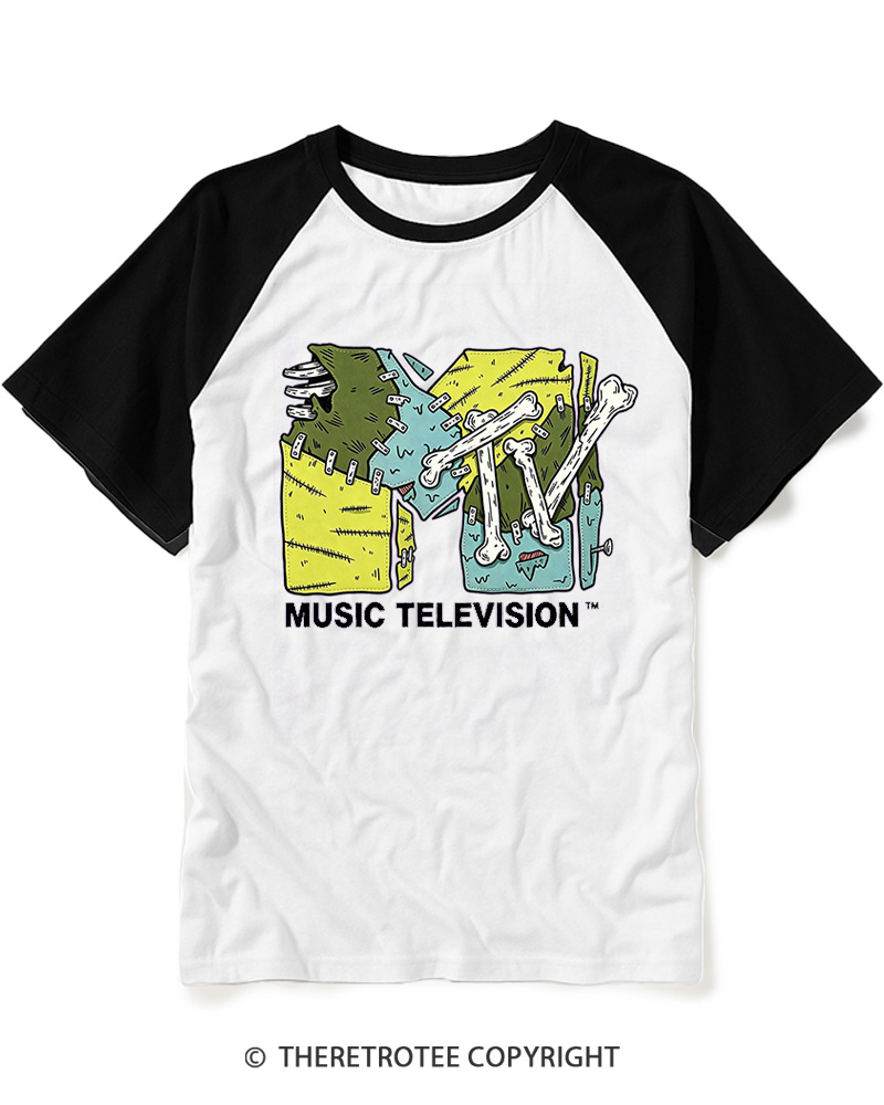 TheRetroTee Music Nostalgia 1990s Raglan Baseball T-Shirt