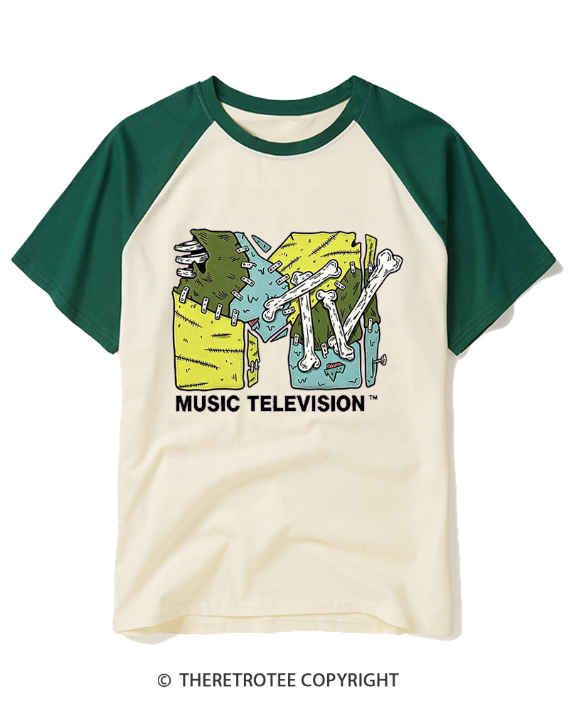 TheRetroTee Music Nostalgia 1990s Raglan Baseball T-Shirt