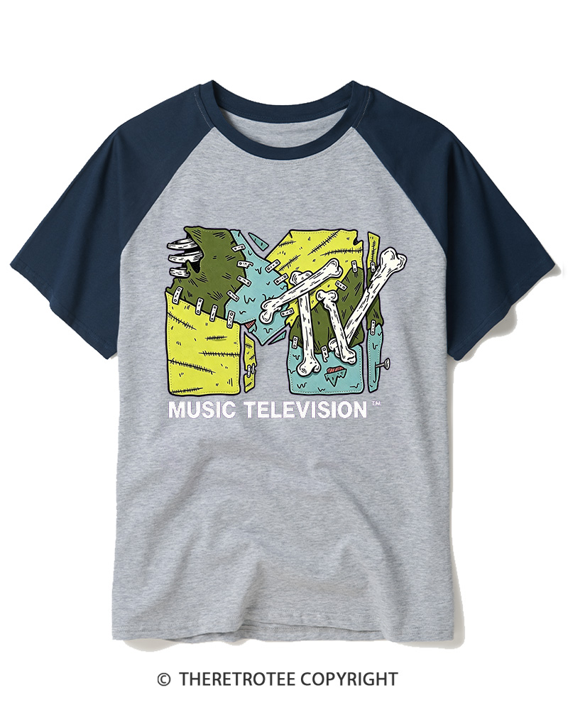 TheRetroTee Music Nostalgia 1990s Raglan Baseball T-Shirt