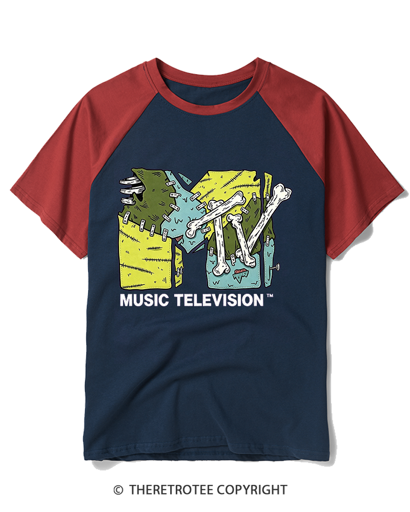 TheRetroTee Music Nostalgia 1990s Raglan Baseball T-Shirt