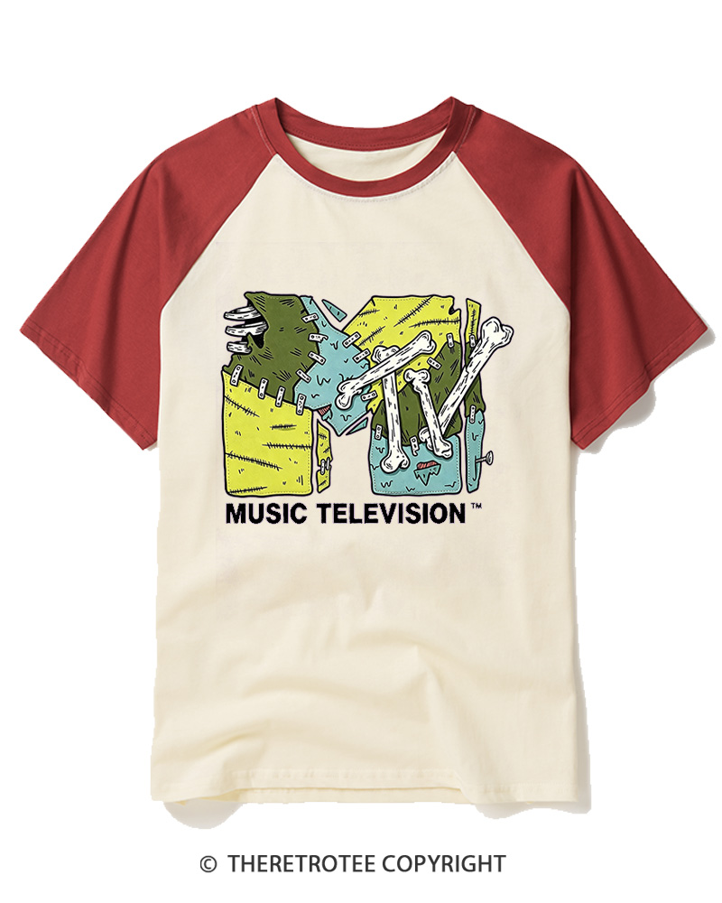 TheRetroTee Music Nostalgia 1990s Raglan Baseball T-Shirt