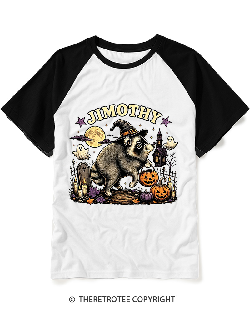 TheRetroTee Jimothy Seattle Raccoon 1980s Raglan Baseball T-Shirt