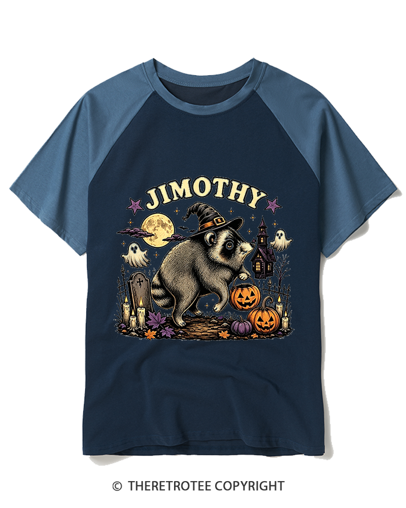 TheRetroTee Jimothy Seattle Raccoon 1980s Raglan Baseball T-Shirt