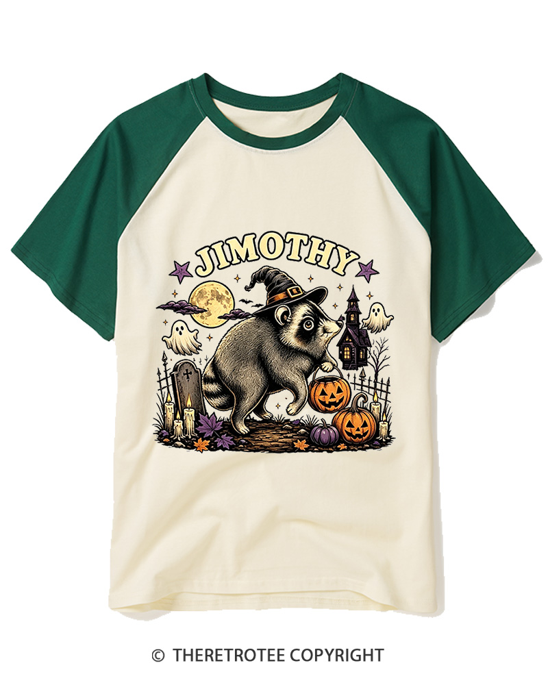 TheRetroTee Jimothy Seattle Raccoon 1980s Raglan Baseball T-Shirt