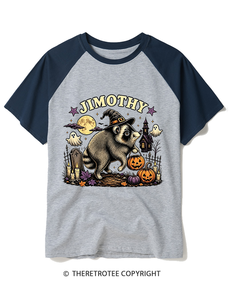 TheRetroTee Jimothy Seattle Raccoon 1980s Raglan Baseball T-Shirt