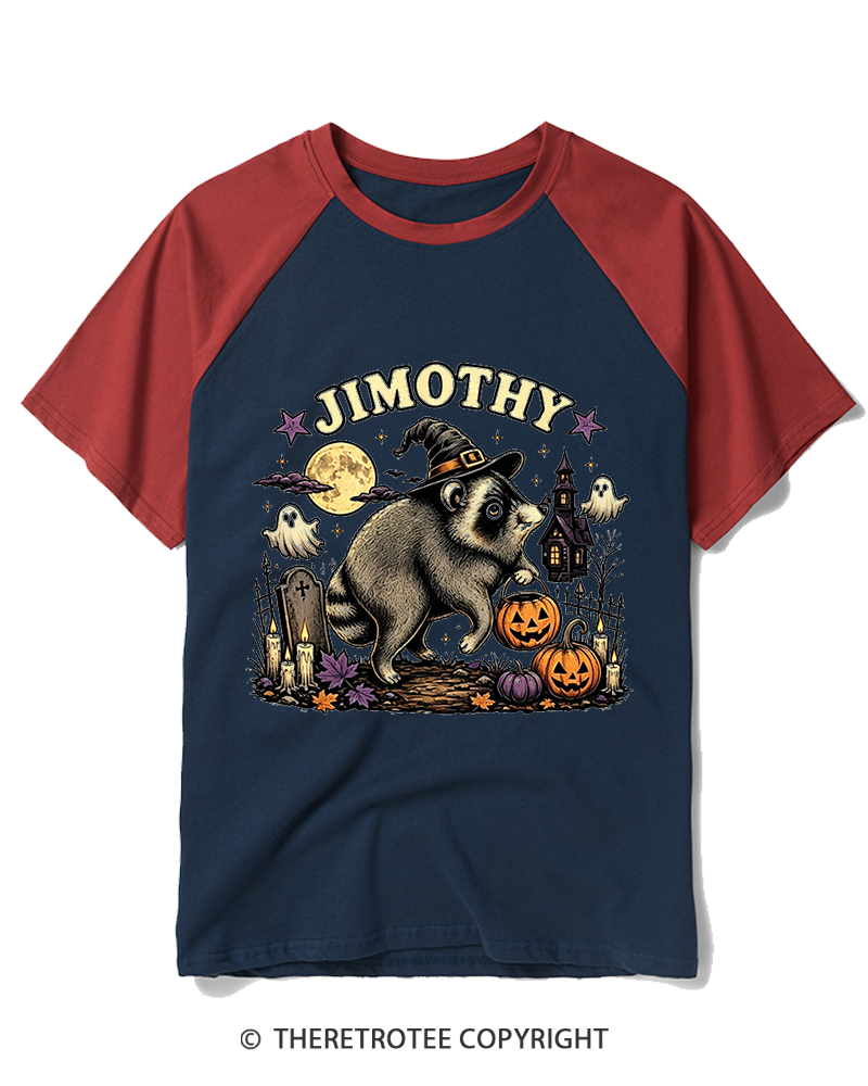 TheRetroTee Jimothy Seattle Raccoon 1980s Raglan Baseball T-Shirt
