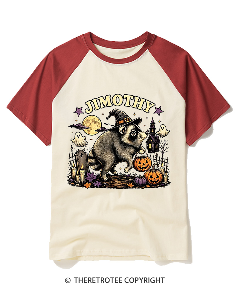 TheRetroTee Jimothy Seattle Raccoon 1980s Raglan Baseball T-Shirt