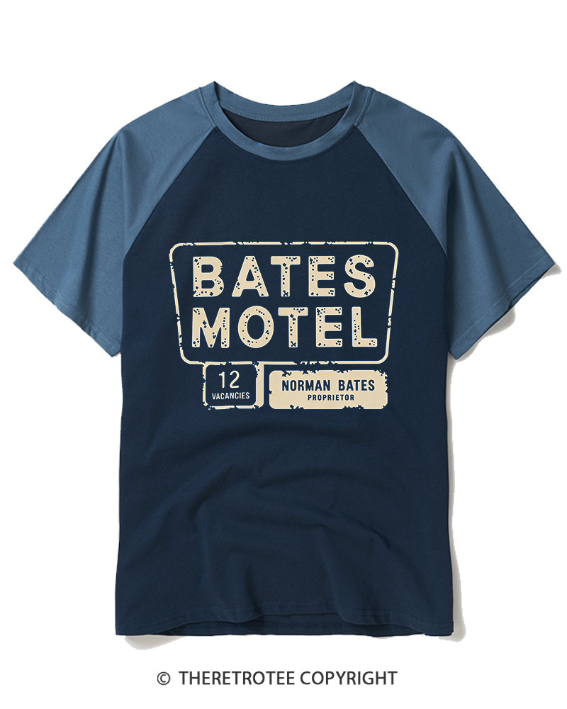 TheRetroTee Bates Motel 1980s Raglan Baseball T-Shirt