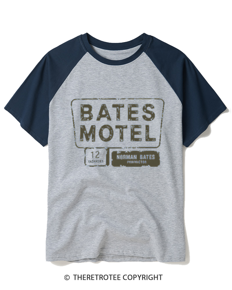 TheRetroTee Bates Motel 1980s Raglan Baseball T-Shirt
