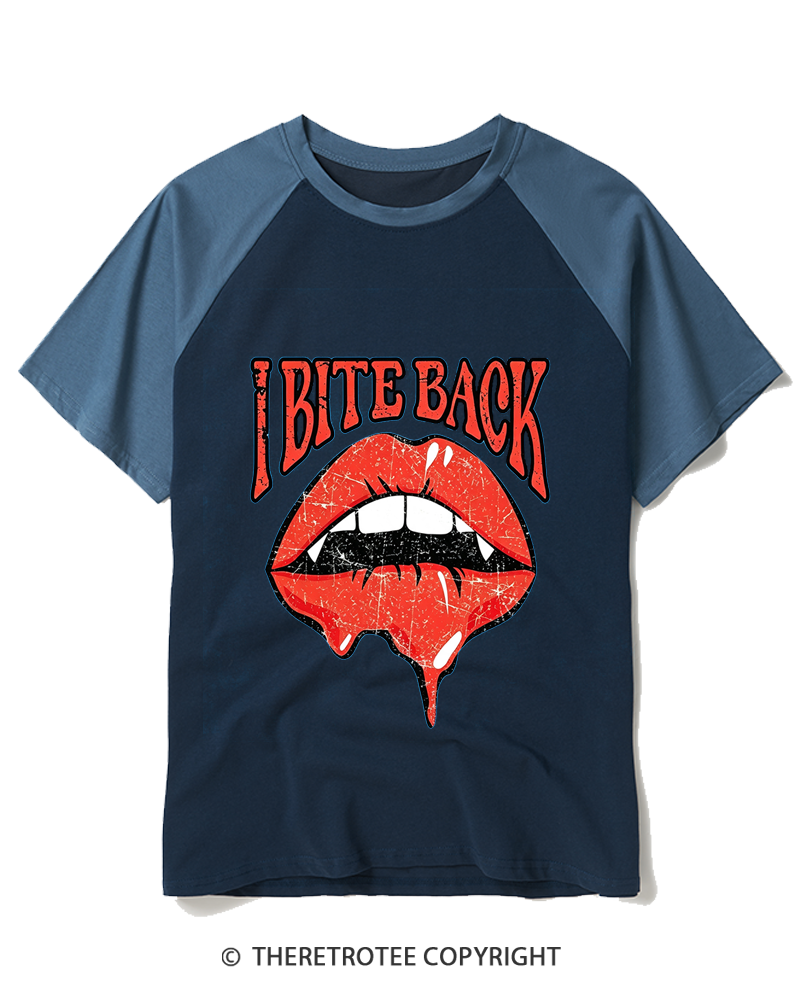 TheRetroTee I Bite Back 1990s Raglan Baseball T-Shirt