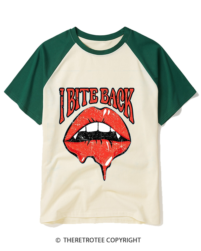 TheRetroTee I Bite Back 1990s Raglan Baseball T-Shirt