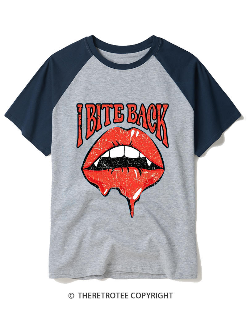 TheRetroTee I Bite Back 1990s Raglan Baseball T-Shirt