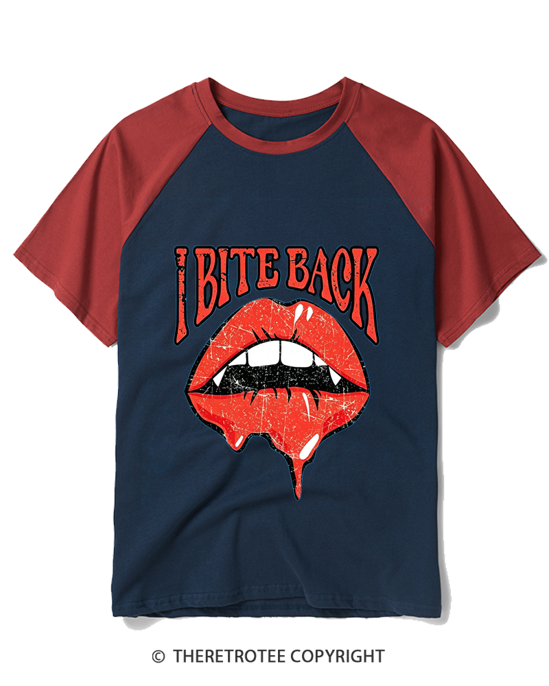 TheRetroTee I Bite Back 1990s Raglan Baseball T-Shirt