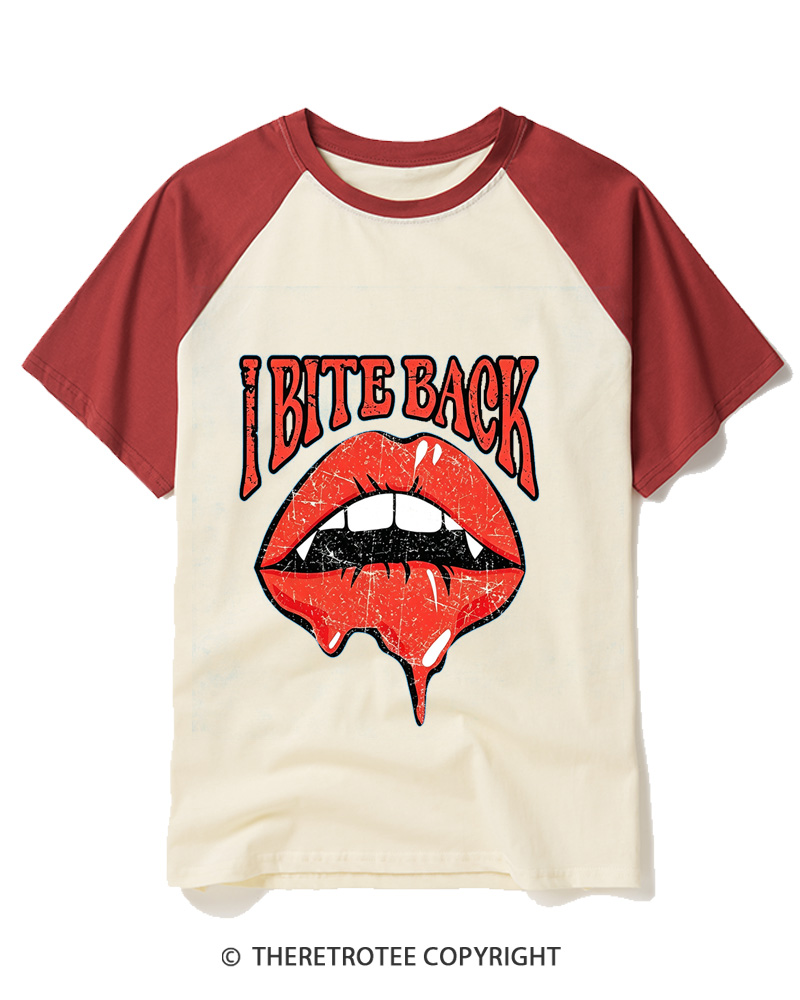 TheRetroTee I Bite Back 1990s Raglan Baseball T-Shirt