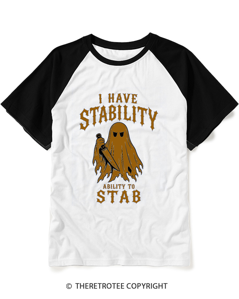 TheRetroTee I Have Stability 1990s Raglan Baseball T-Shirt