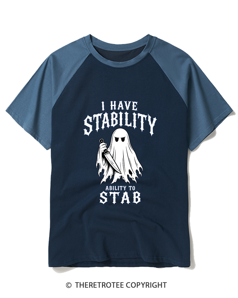 TheRetroTee I Have Stability 1990s Raglan Baseball T-Shirt