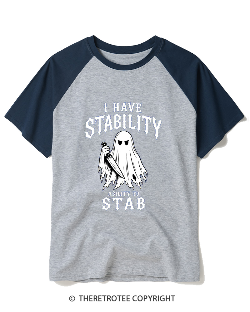 TheRetroTee I Have Stability 1990s Raglan Baseball T-Shirt
