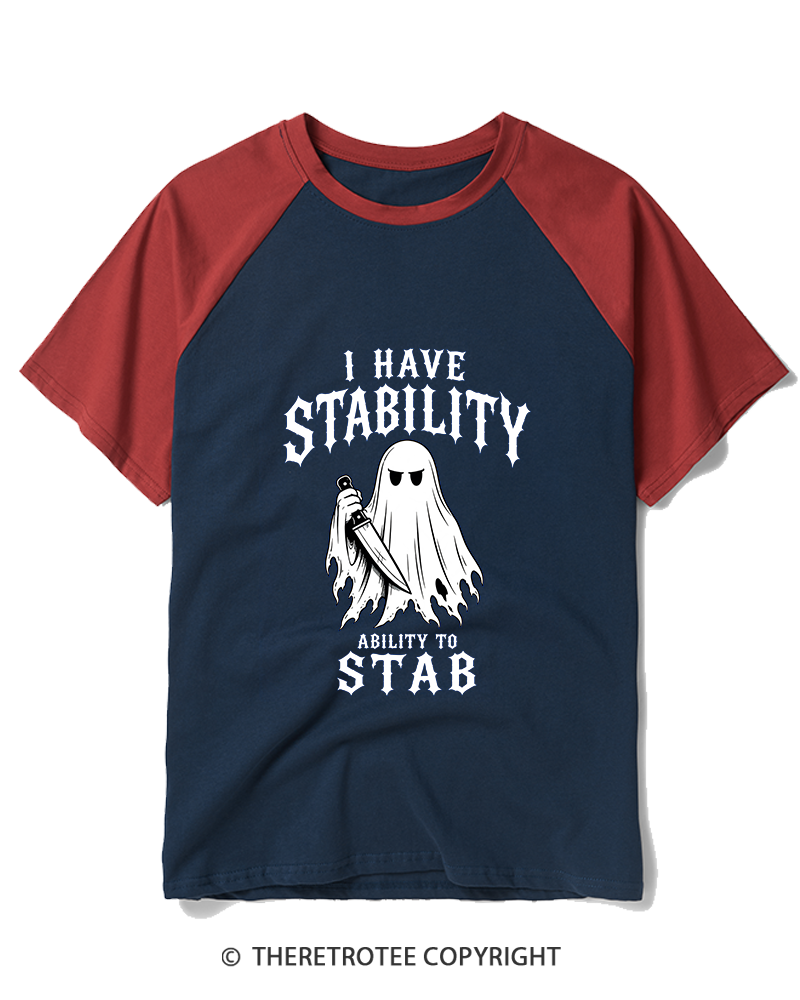 TheRetroTee I Have Stability 1990s Raglan Baseball T-Shirt