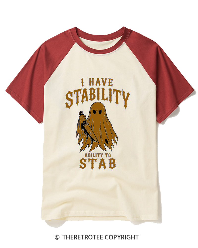 TheRetroTee I Have Stability 1990s Raglan Baseball T-Shirt