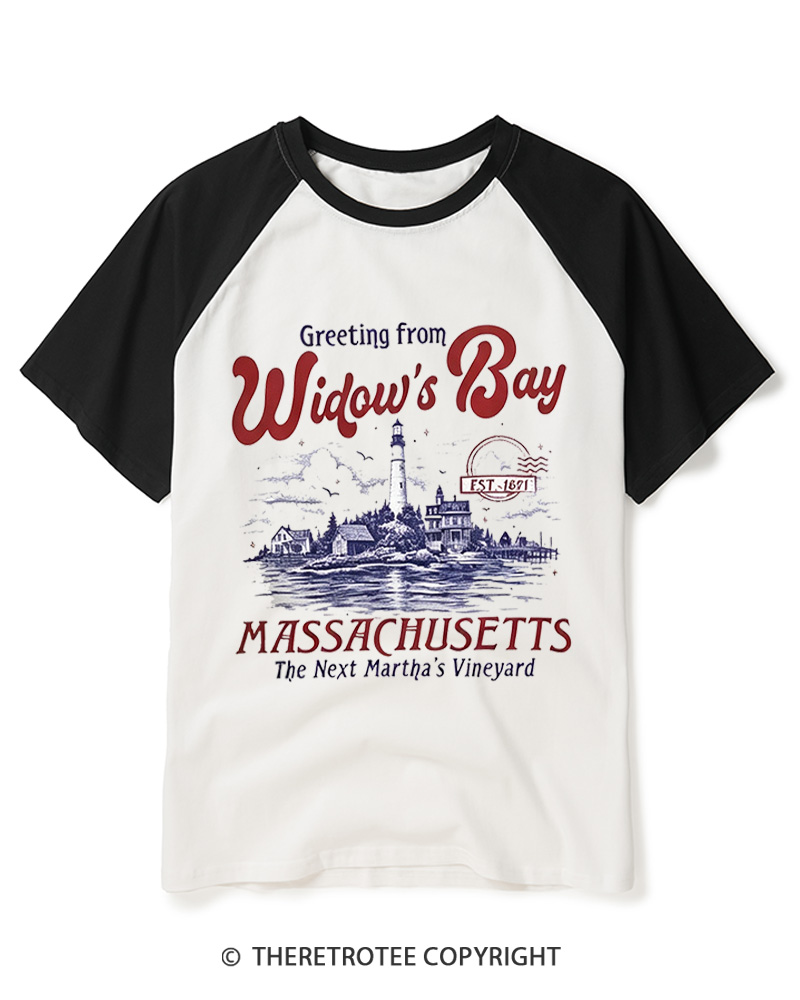 TheRetroTee Getting On Widow’s Bay 1980s Raglan Baseball T-Shirt