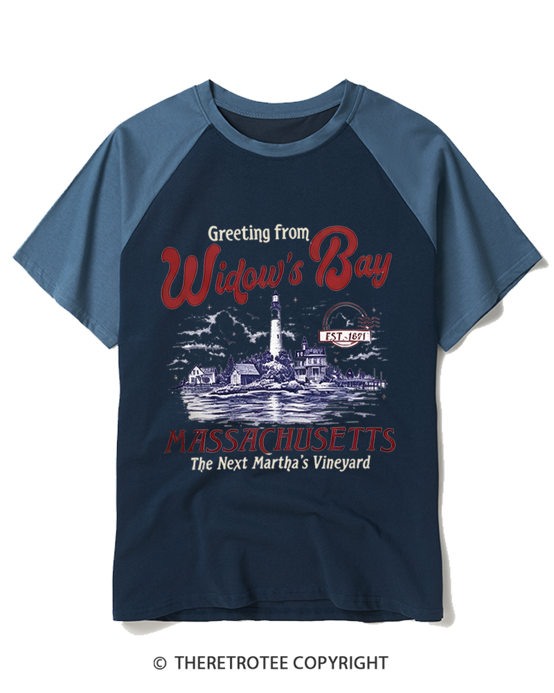 TheRetroTee Getting On Widow’s Bay 1980s Raglan Baseball T-Shirt
