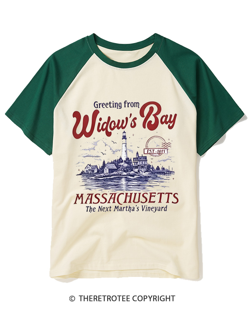 TheRetroTee Getting On Widow’s Bay 1980s Raglan Baseball T-Shirt
