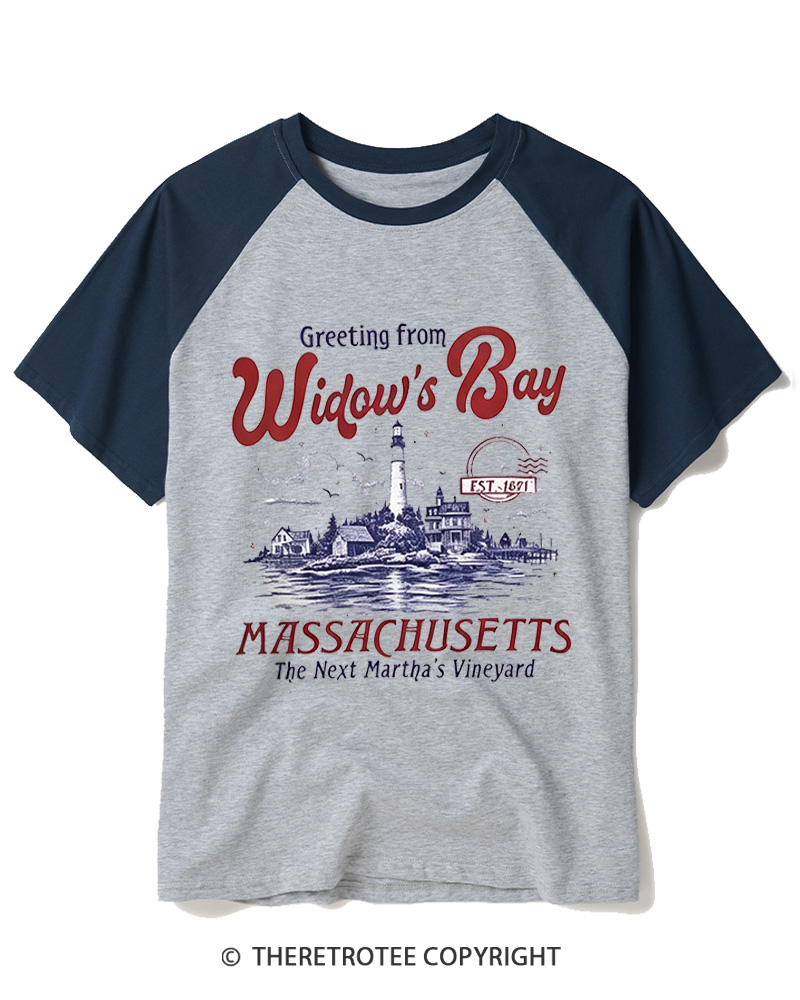 TheRetroTee Getting On Widow’s Bay 1980s Raglan Baseball T-Shirt