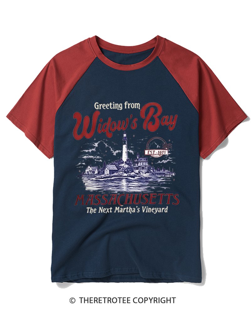 TheRetroTee Getting On Widow’s Bay 1980s Raglan Baseball T-Shirt