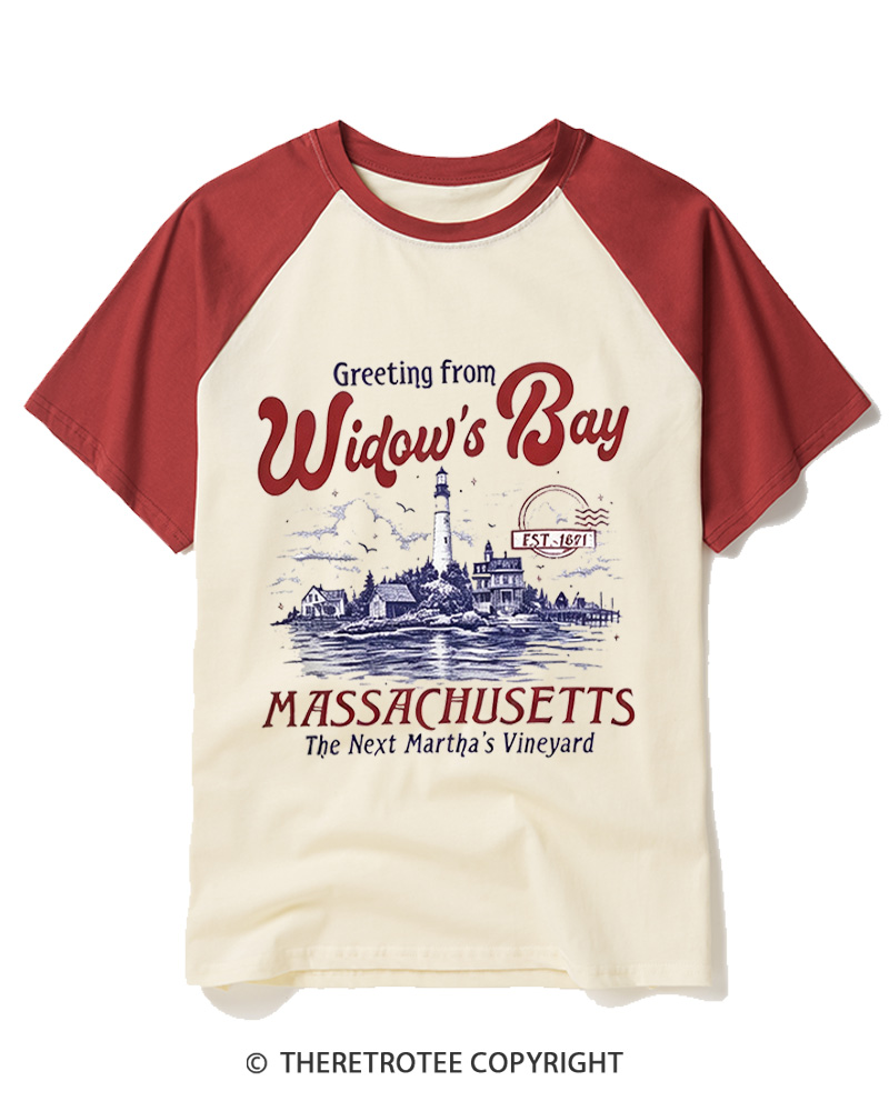 TheRetroTee Getting On Widow’s Bay 1980s Raglan Baseball T-Shirt