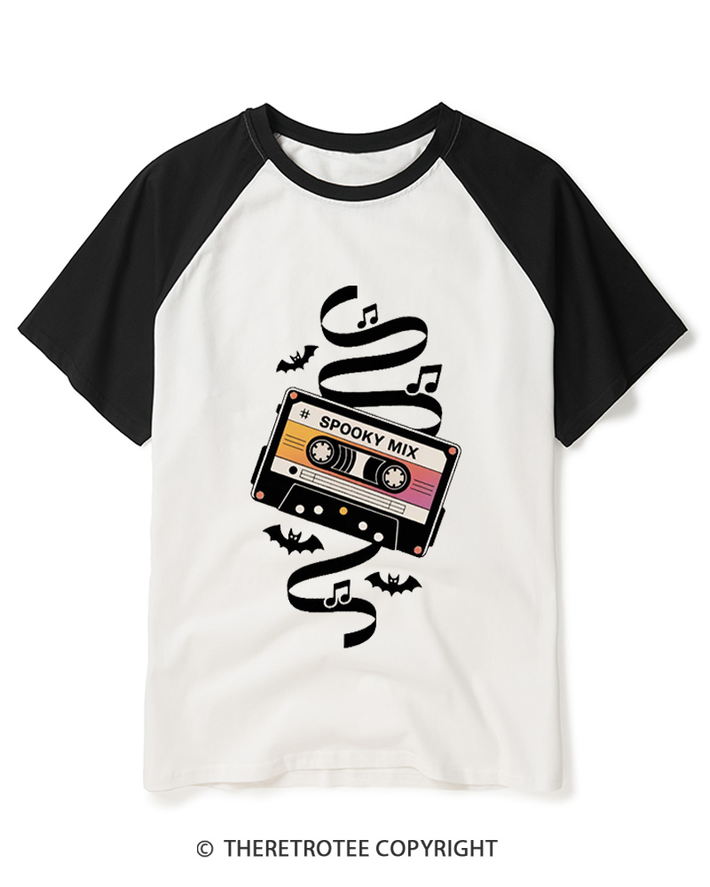 TheRetroTee Spooky Mix 1980s Raglan Baseball T-Shirt