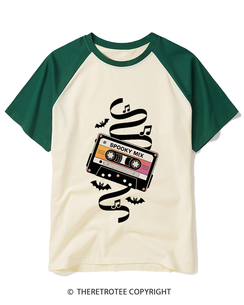TheRetroTee Spooky Mix 1980s Raglan Baseball T-Shirt