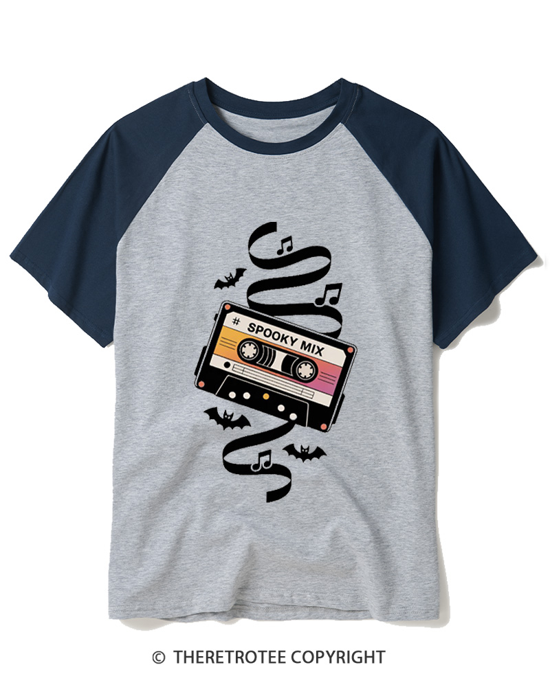 TheRetroTee Spooky Mix 1980s Raglan Baseball T-Shirt