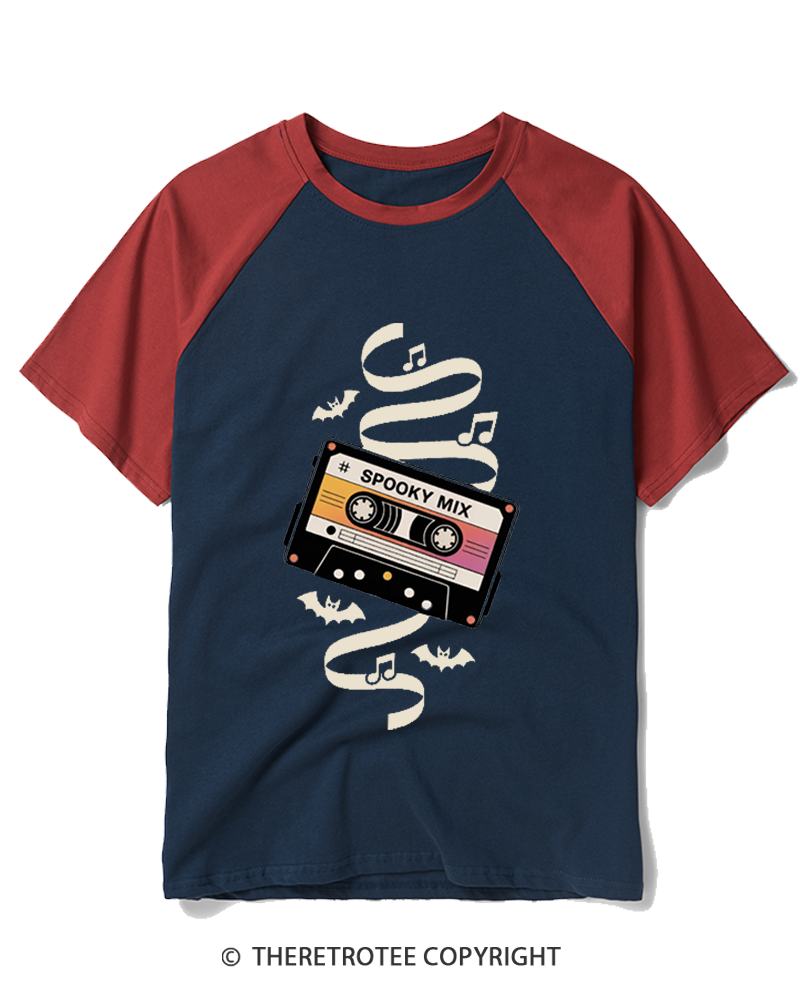 TheRetroTee Spooky Mix 1980s Raglan Baseball T-Shirt