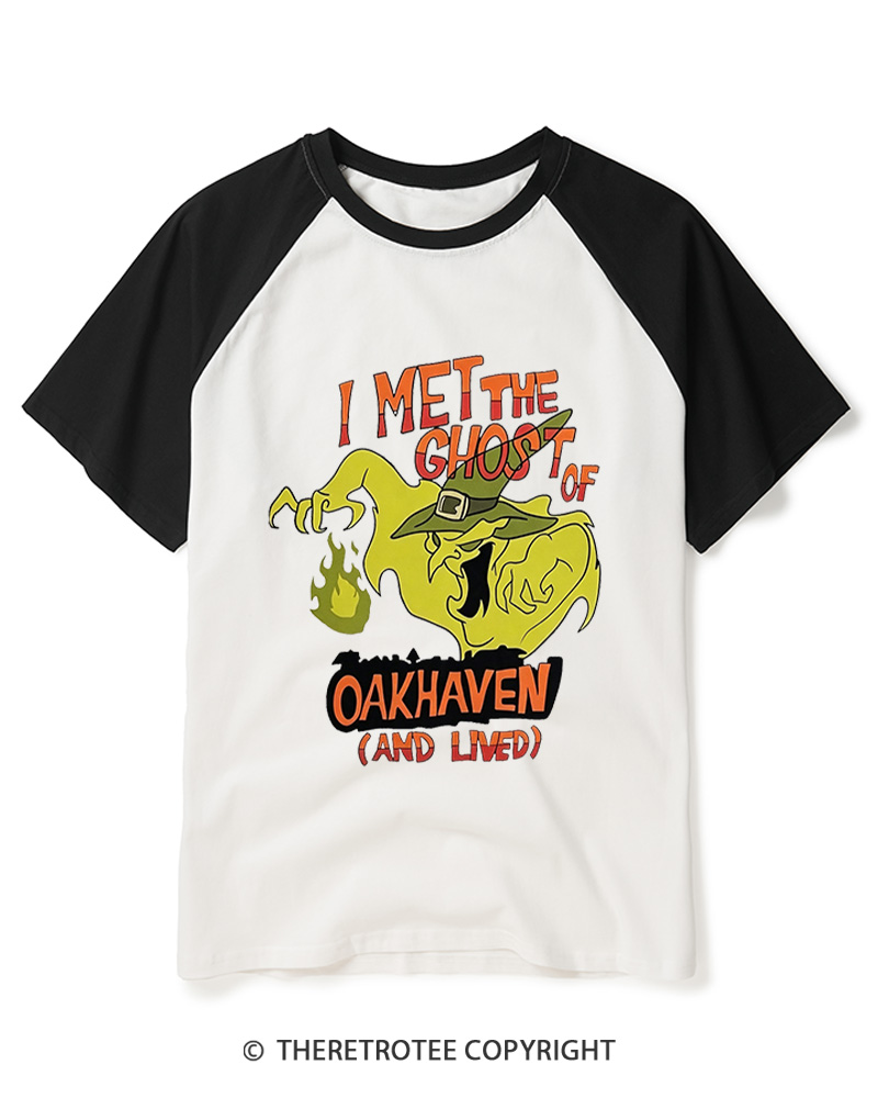 TheRetroTee I Met The Ghost Of Oakhaven 1990s Raglan Baseball T-Shirt