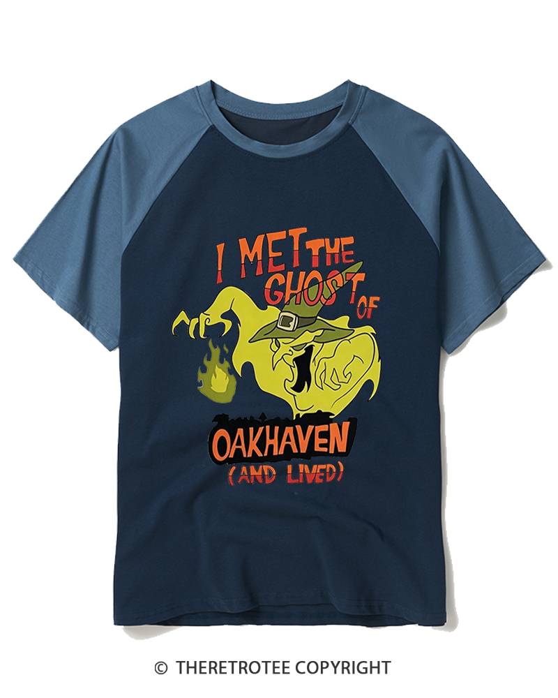 TheRetroTee I Met The Ghost Of Oakhaven 1990s Raglan Baseball T-Shirt
