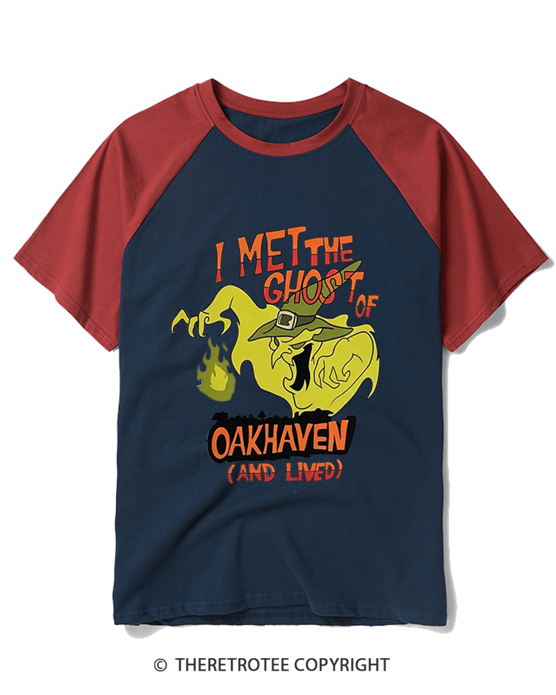 TheRetroTee I Met The Ghost Of Oakhaven 1990s Raglan Baseball T-Shirt