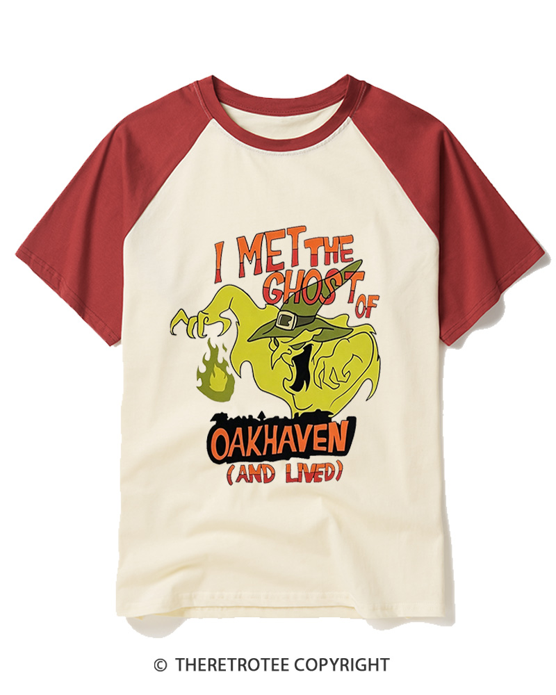 TheRetroTee I Met The Ghost Of Oakhaven 1990s Raglan Baseball T-Shirt