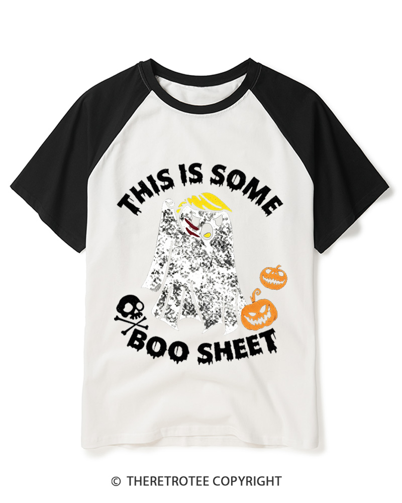 TheRetroTee This Is Some Boo Sheet 1990s Raglan Baseball T-Shirt