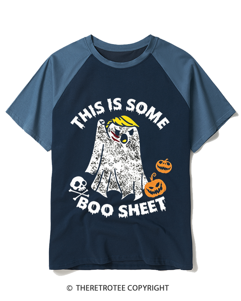 TheRetroTee This Is Some Boo Sheet 1990s Raglan Baseball T-Shirt