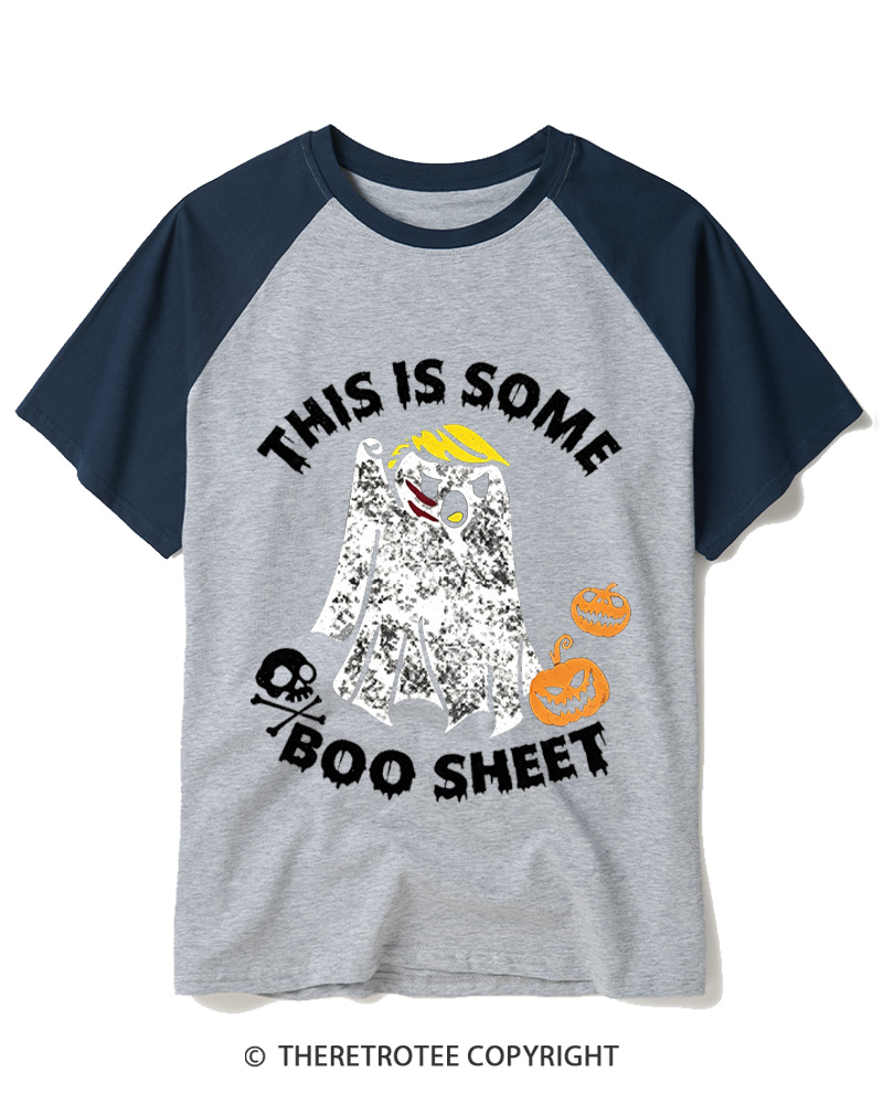 TheRetroTee This Is Some Boo Sheet 1990s Raglan Baseball T-Shirt